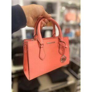 Michael Kors satchel sheila small leather center zip purse women's bag tea rose